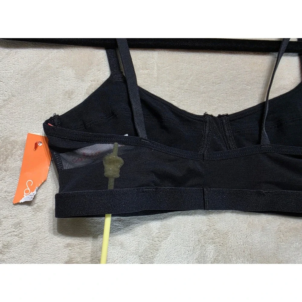 Colsie Women‎ Black Cotton Blend Wireless Mesh Back Bralette Size Small NWT